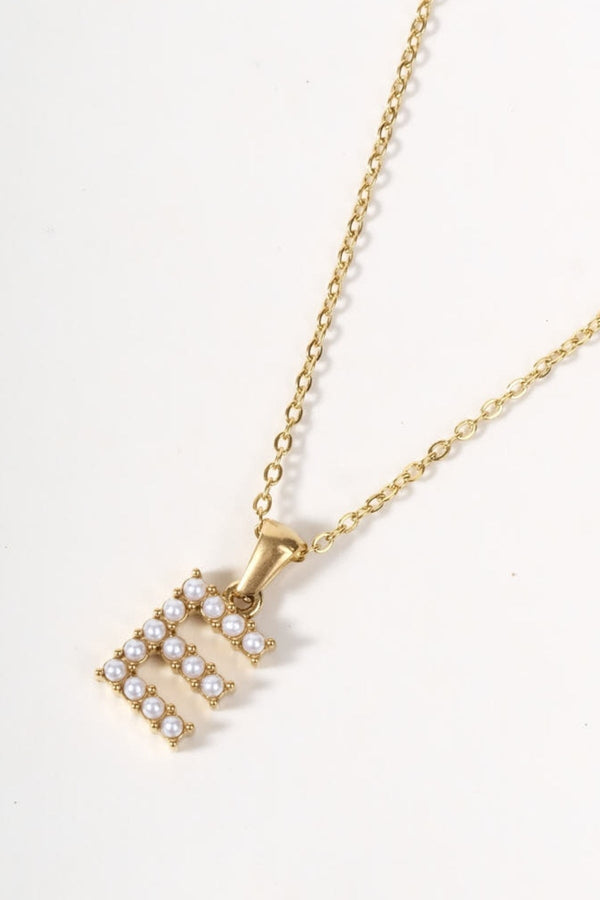Carraig Donn Gold Plated Faux Pearl "E" Initial Necklace