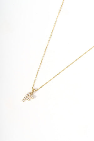 Carraig Donn Gold Plated Faux Pearl "F" Initial Necklace