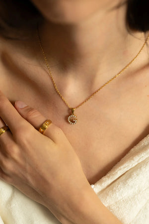 Carraig Donn Gold Plated Faux Pearl "G" Initial Necklace