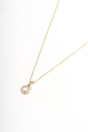 Carraig Donn Gold Plated Faux Pearl "G" Initial Necklace