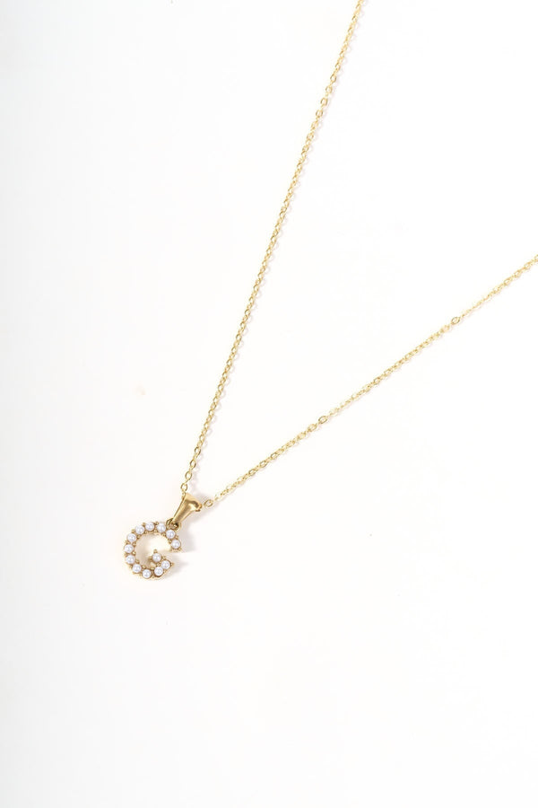 Carraig Donn Gold Plated Faux Pearl "G" Initial Necklace