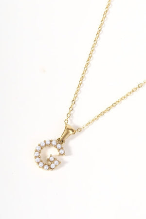 Carraig Donn Gold Plated Faux Pearl "G" Initial Necklace