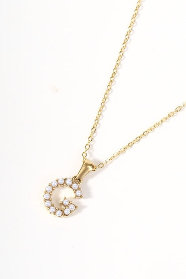 Carraig Donn Gold Plated Faux Pearl "G" Initial Necklace