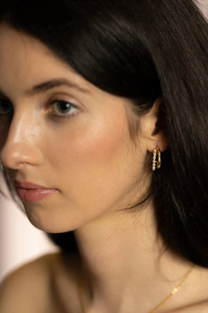 Carraig Donn Gold Plated Faux Pearl Hoop Earrings