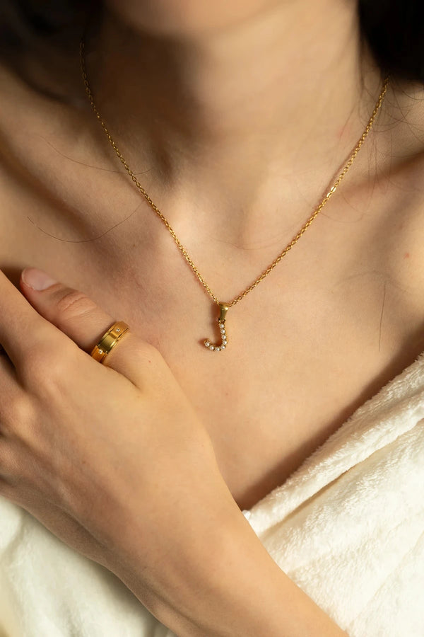 Carraig Donn Gold Plated Faux Pearl "J" Initial Necklace
