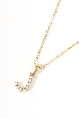 Carraig Donn Gold Plated Faux Pearl "J" Initial Necklace