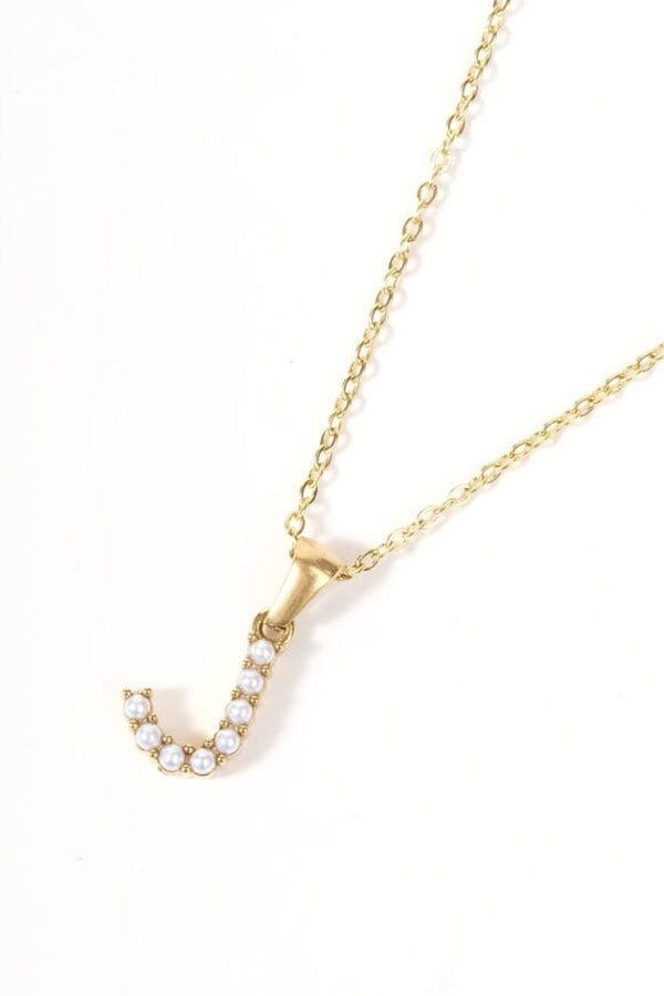 Carraig Donn Gold Plated Faux Pearl "J" Initial Necklace
