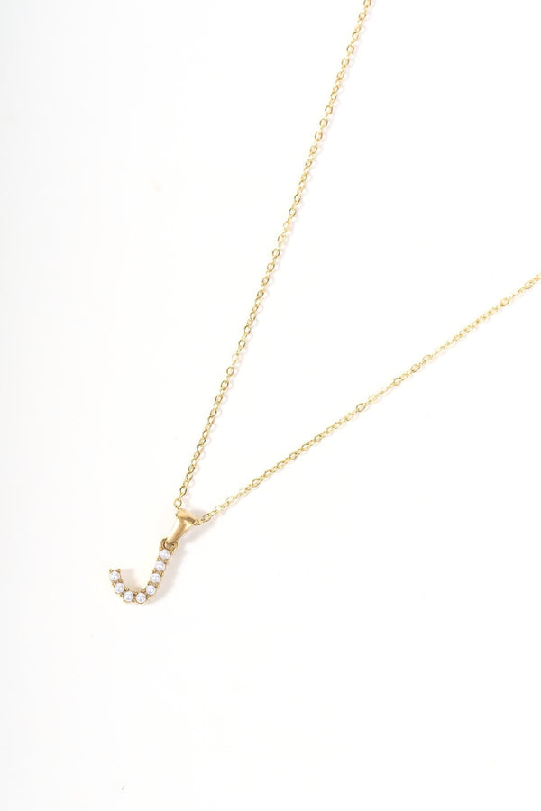 Carraig Donn Gold Plated Faux Pearl "J" Initial Necklace