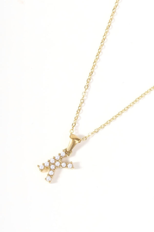 Carraig Donn Gold Plated Faux Pearl "K" Initial Necklace