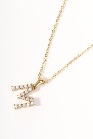 Carraig Donn Gold Plated Faux Pearl "M" Initial Necklace
