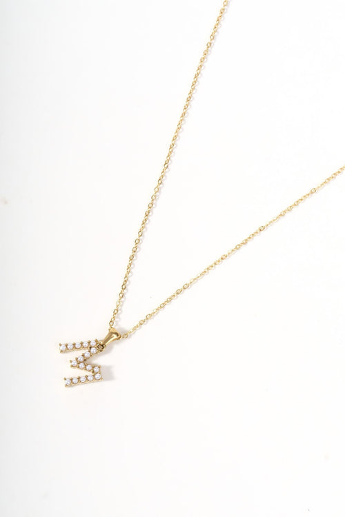 Carraig Donn Gold Plated Faux Pearl "M" Initial Necklace