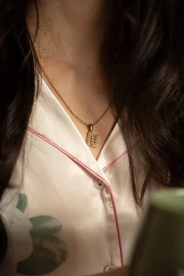 Carraig Donn Gold Plated Faux Pearl "N" Initial Necklace