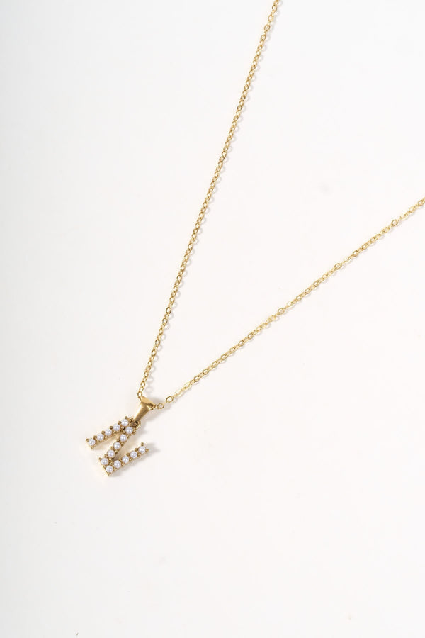 Carraig Donn Gold Plated Faux Pearl "N" Initial Necklace