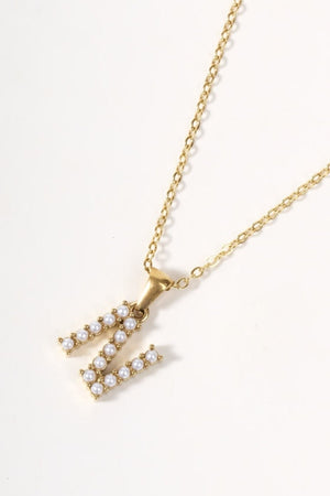 Carraig Donn Gold Plated Faux Pearl "N" Initial Necklace