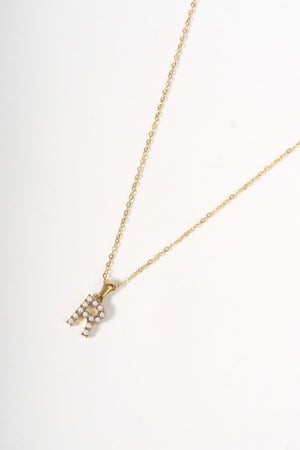 Carraig Donn Gold Plated Faux Pearl "R" Initial Necklace