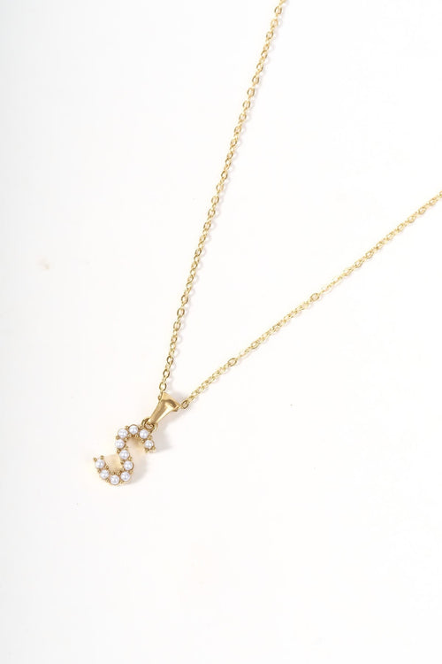 Carraig Donn Gold Plated Faux Pearl "S" Initial Necklace