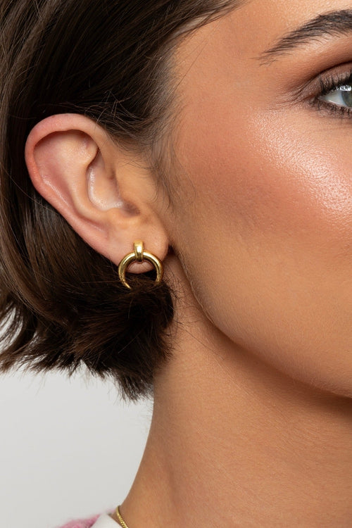 Gold Plated Half Moon Earrings