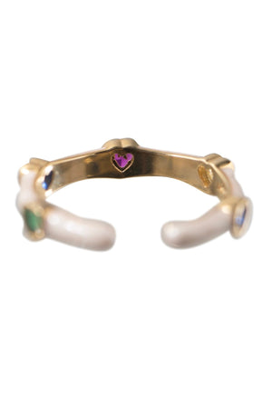 Carraig Donn Gold Plated Heart Ring with Coloured Stones