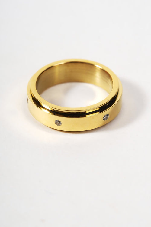 Gold Plated Stone Fidget Ring - Size 7