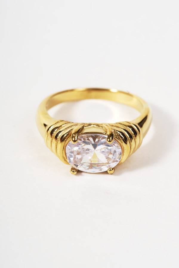 Carraig Donn Gold Plated Stone Ring - Size 7