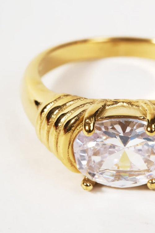 Carraig Donn Gold Plated Stone Ring - Size 7