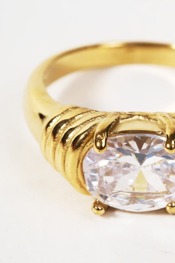 Carraig Donn Gold Plated Stone Ring - Size 7