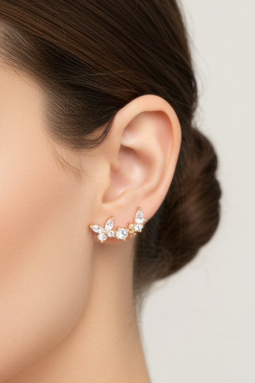 Gold Pretty Stone Cluster Detail Earrings