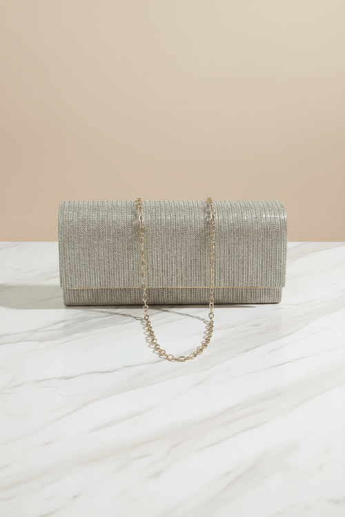 Gold Ribbed Glitter Clutch