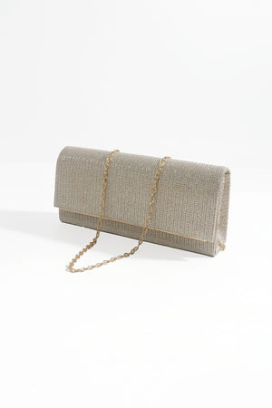 Carraig Donn Gold Ribbed Glitter Clutch