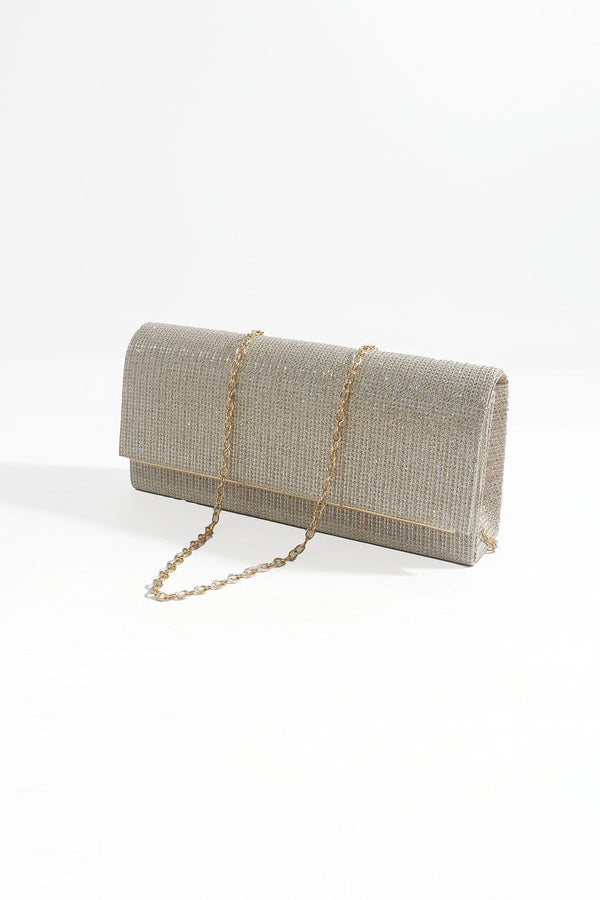 Carraig Donn Gold Ribbed Glitter Clutch