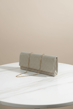 Carraig Donn Gold Ribbed Glitter Clutch