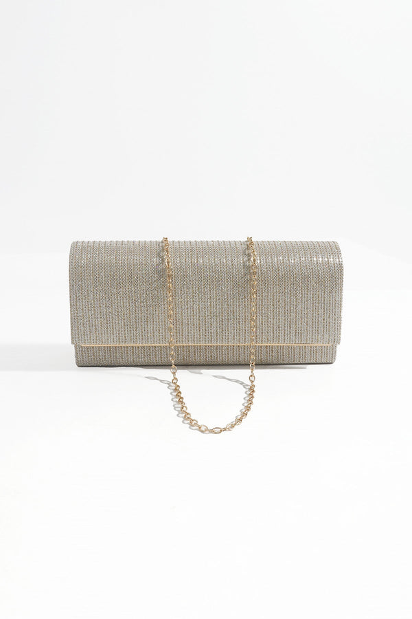 Carraig Donn Gold Ribbed Glitter Clutch