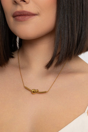Gold Russian Knot Bar Necklace