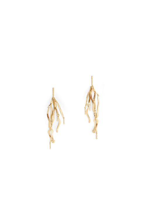 Gold Seaweed Drop Earrings