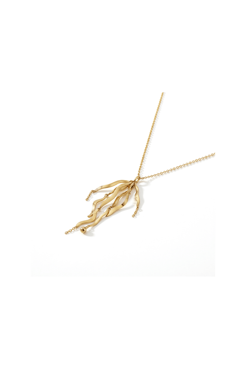 Gold Seaweed Pendant Necklace