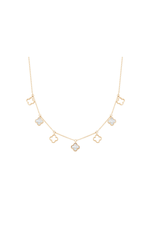 Gold Seven Fleur Charm Necklace
