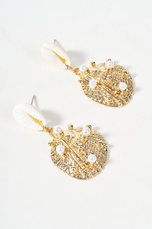 Gold Shell Drop Earrings
