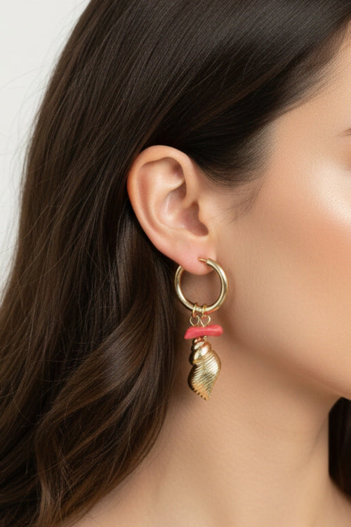 Gold Shell Drop Earrings