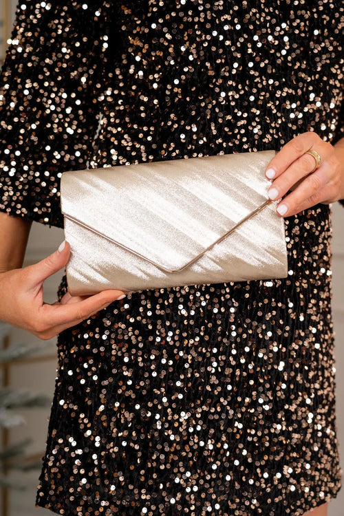 Gold Shimmer Envelope Clutch