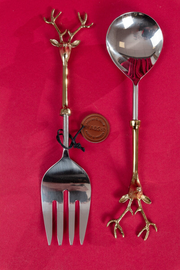 Carraig Donn Gold & Silver Tone Stag Fork and Spoon Set of 2