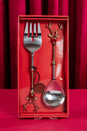 Carraig Donn Gold & Silver Tone Stag Fork and Spoon Set of 2