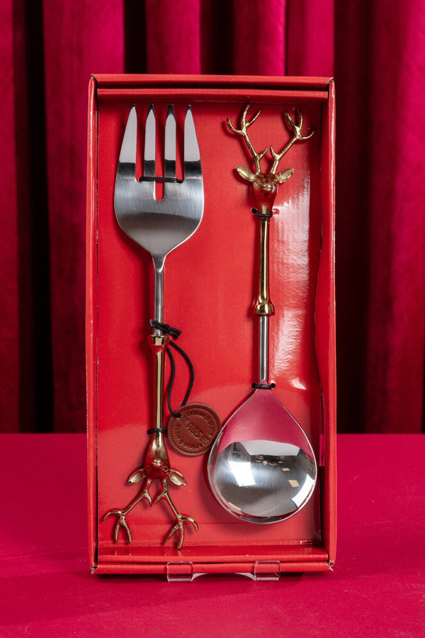 Carraig Donn Gold & Silver Tone Stag Fork and Spoon Set of 2