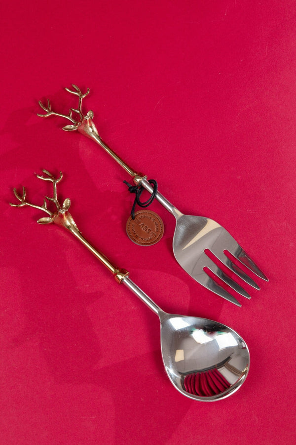 Carraig Donn Gold & Silver Tone Stag Fork and Spoon Set of 2