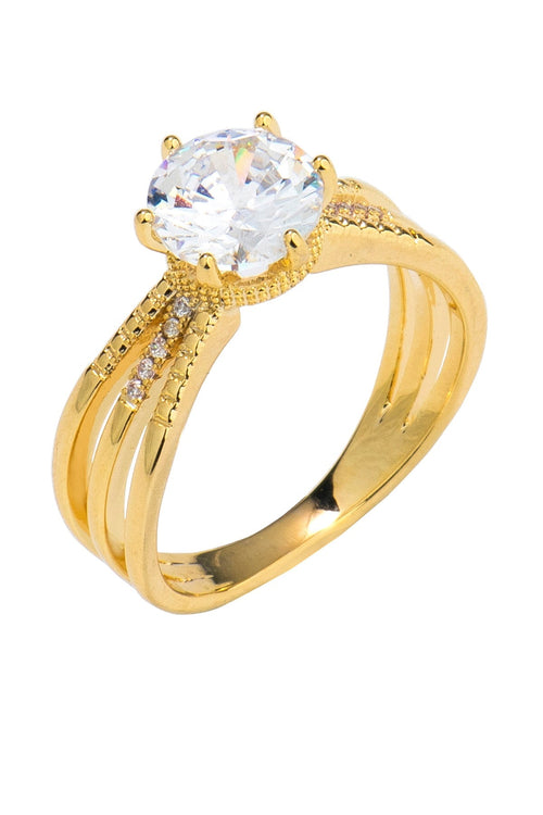 Gold Solitaire Ring - Size 8