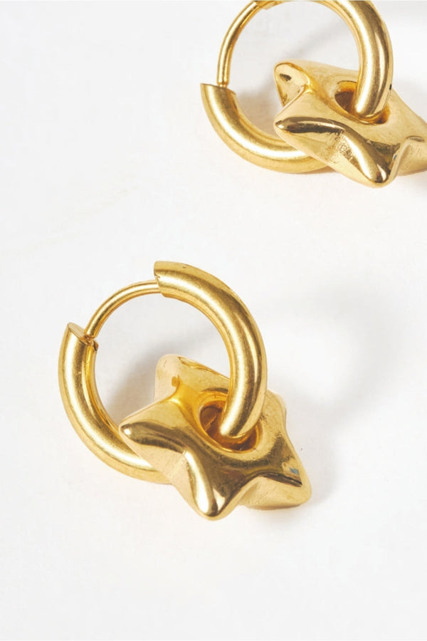 Carraig Donn Gold Star Hoop Earrings