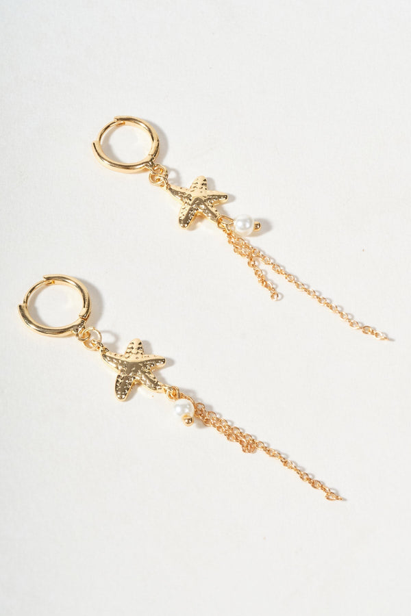 Carraig Donn Gold Starfish Hoop Earrings