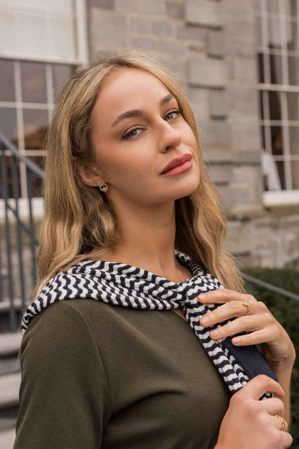 Carraig Donn Gold Stone Claddagh Stud Earrings