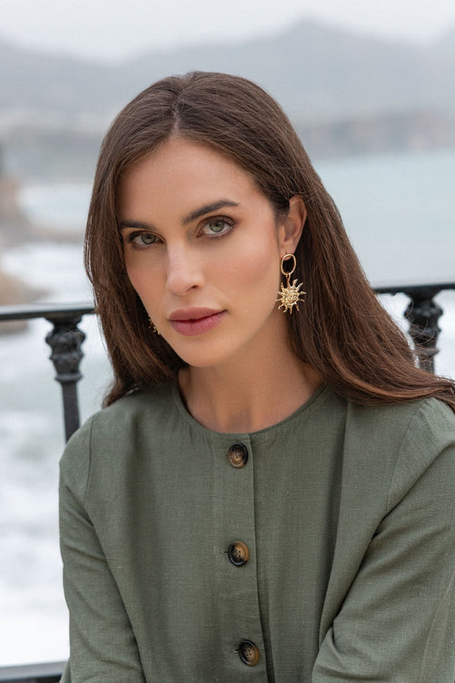 Gold Sun Drop Earrings