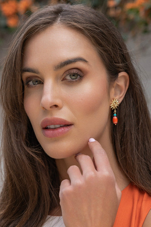 Gold Sun Drop Earrings