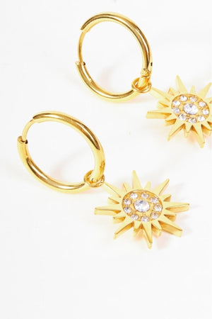 Carraig Donn Gold Sunburst Drop Earrings